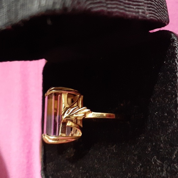 14K yg Emerald cut Ametrine size 6 - Picture 3 of 8